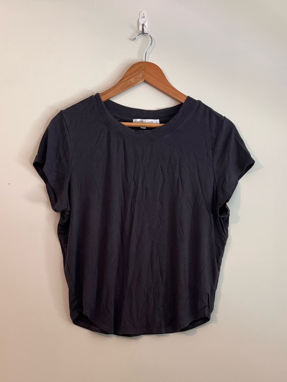 Sincerly Jules Charcoal Black Short Sleeve Crew Tee